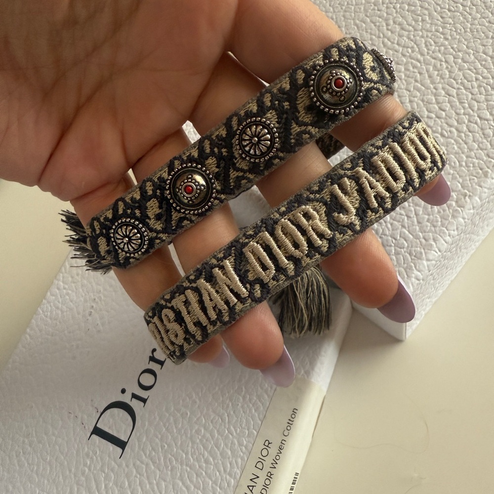 Christian Dior Bracelet set Navy Blue Dior Oblique Woven Cotton